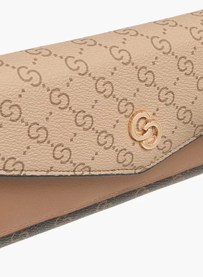 Celeste Women Monogram Print Wallet with Button Closure