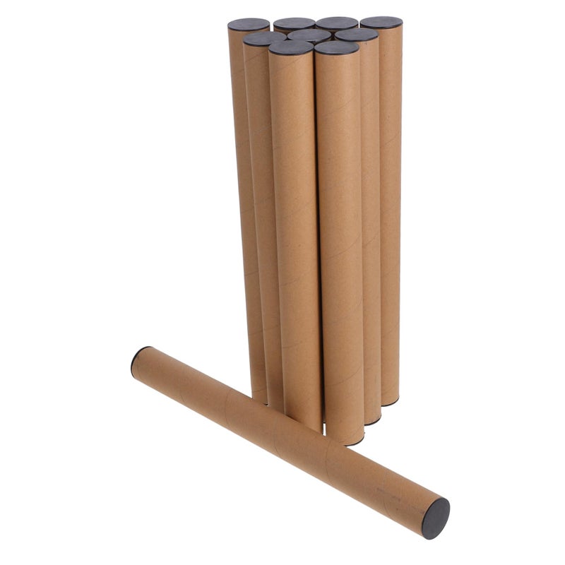 Kraft Paper Mailer Tubes With Caps 10Pcs Document Storage And Shipping Packing - Image 2