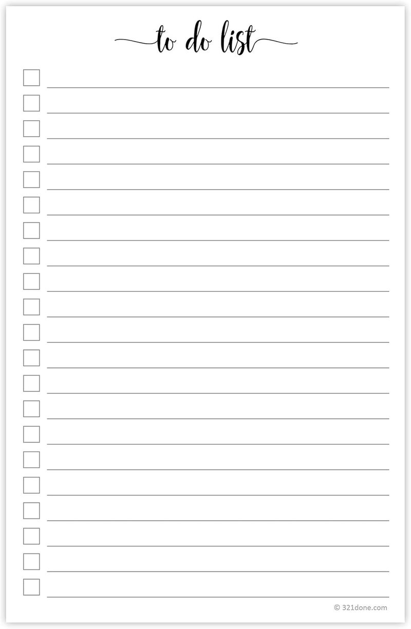 321Done To Do List Notepad - 50 Sheets (5.5" x 8.5") To-Do's Notepad Tear Off, Planning Memo Pad, Planner Checklist Organizing - Made in USA - Simple Script - Wide-Ruled - Image 1