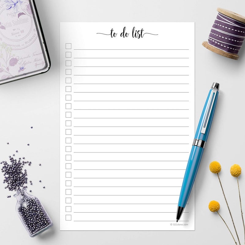 321Done To Do List Notepad - 50 Sheets (5.5" x 8.5") To-Do's Notepad Tear Off, Planning Memo Pad, Planner Checklist Organizing - Made in USA - Simple Script - Wide-Ruled - Image 3