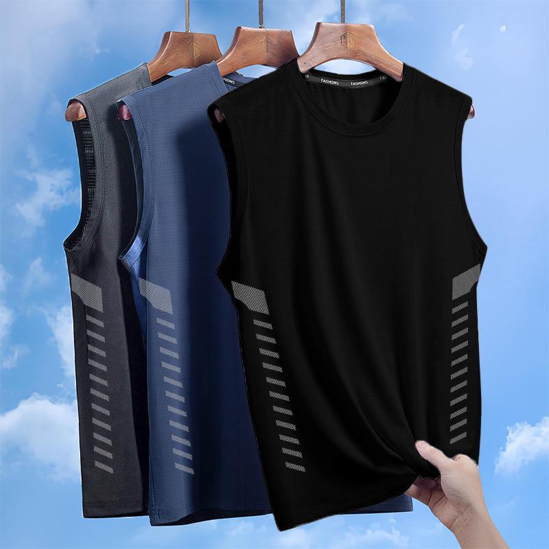 Plus Size Ice Silk Quick-Drying Sleeveless T-Shirt – Men's Summer Loose Vest - Image 4