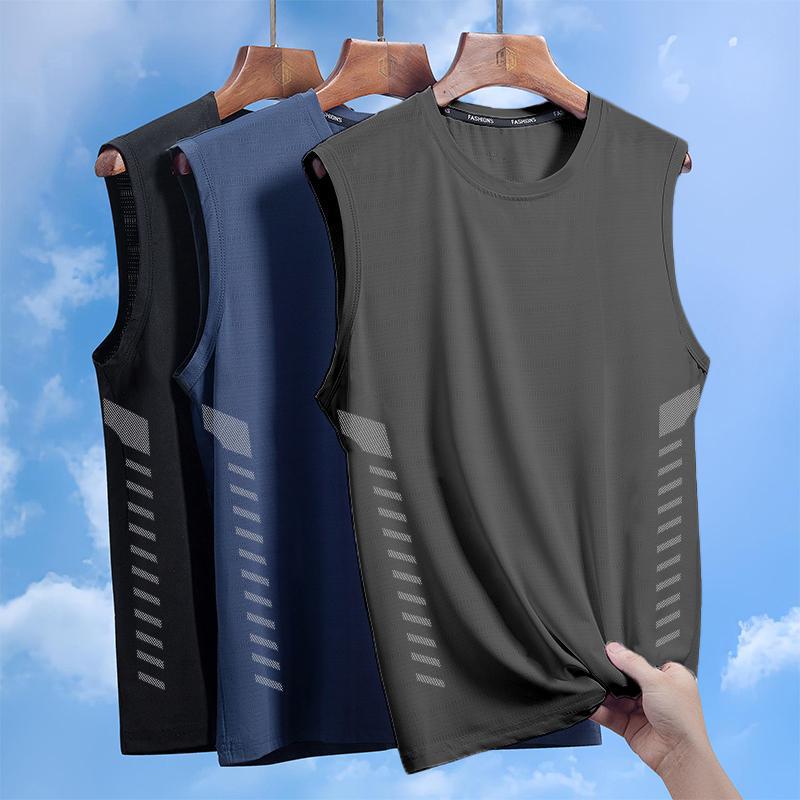 Plus Size Ice Silk Quick-Drying Sleeveless T-Shirt – Men's Summer Loose Vest - Image 2
