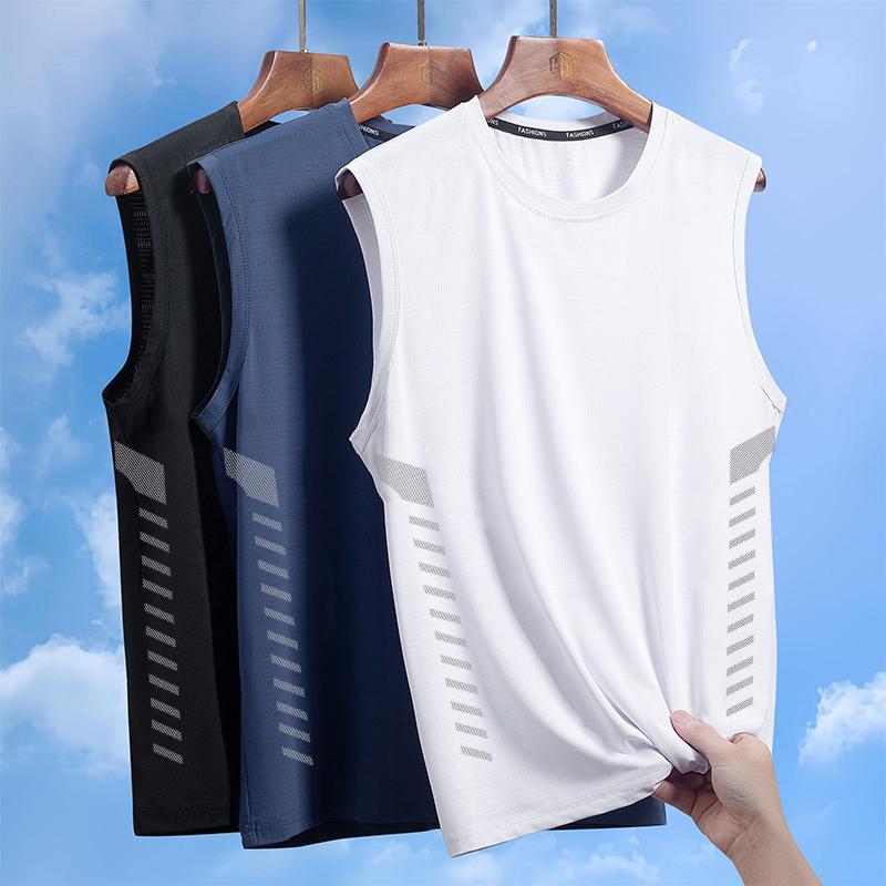 Plus Size Ice Silk Quick-Drying Sleeveless T-Shirt – Men's Summer Loose Vest - Image 3