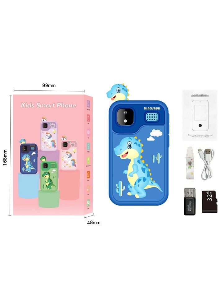 general Cute cartoon HD video kids phone with 5MP camera, fun filters and educational games, mini TF card, 32G storage, the card is a perfect gift for boys/girls - Image 1