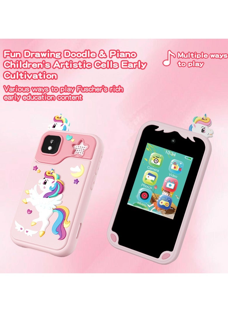 general Cute cartoon HD video kids phone with 5MP camera, fun filters and educational games, mini TF card, 32G storage, the card is a perfect gift for boys/girls - Image 5