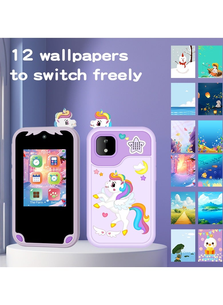 general Cute cartoon HD video kids phone with 5MP camera, fun filters and educational games, mini TF card, 32G storage, the card is a perfect gift for boys/girls - Image 4