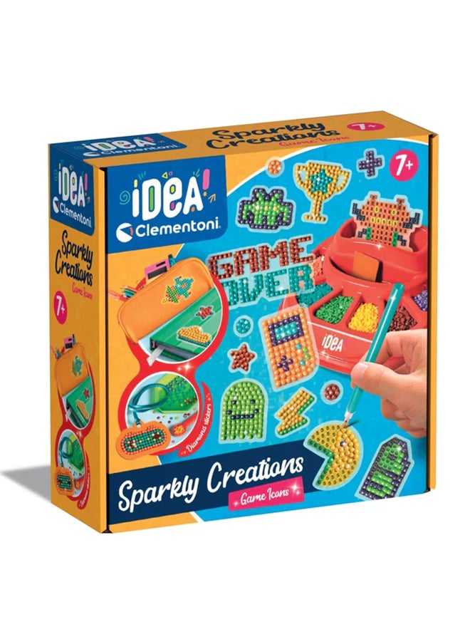 Clementoni Idea Sparkly Creations Game Icons | Do it Yourself | DIY Craft Kit | Educational & Learning | Creative Gift for Kids and Adults  - Image 1