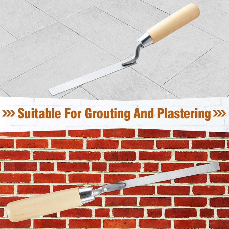 Lothee 3 Pieces Tuck Pointer Trowel Set with Wood Handle, 6-3/4" by 1/4", 3/8", 1/2", Professional Mortar Repair and Masonry Tools for Tuck Pointing - Image 5