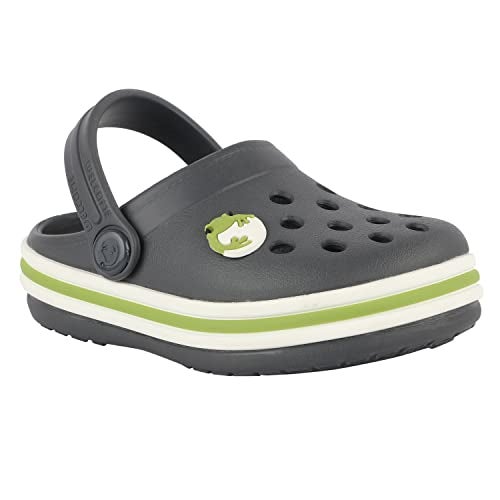 Neoz Casual Slingback Clogs for Kids with Soft Sole | Slip-On Breathable, Lightweight | Comfortable & Durable | Stylish Indoor & Outdoor Sandals Clogs for Kids, K-BEACH-CARBON-MINT_2 - Image 1