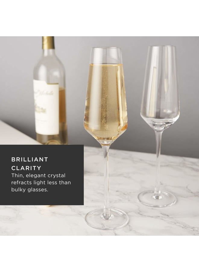 Viski 4530 Raye Angled Flutes Set of 2 No-Lead Premium Crystal Clear, Modern Stemmed, Champagne Glass Gift Set, 8oz - Image 2