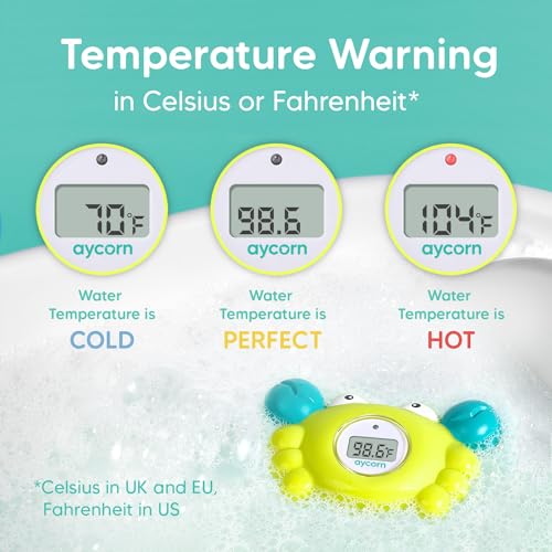 Aycorn Digital Baby Bath & Room Thermometer - Fahrenheit with LED Display & Temperature Warning - Infant Baby Bath Toys Floating Toy Thermometer - Image 3