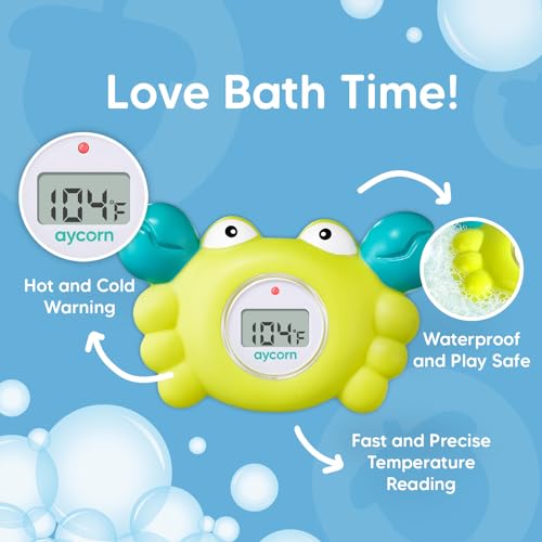 Aycorn Digital Baby Bath & Room Thermometer - Fahrenheit with LED Display & Temperature Warning - Infant Baby Bath Toys Floating Toy Thermometer - Image 2