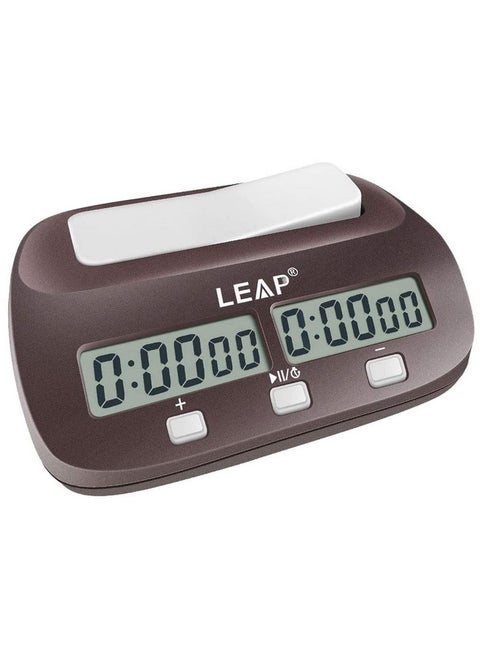 LEAP Chess Clock Digital Chess Timer Professional for Board Games Timer with Alarm Function (Official Store) Brownish Red
