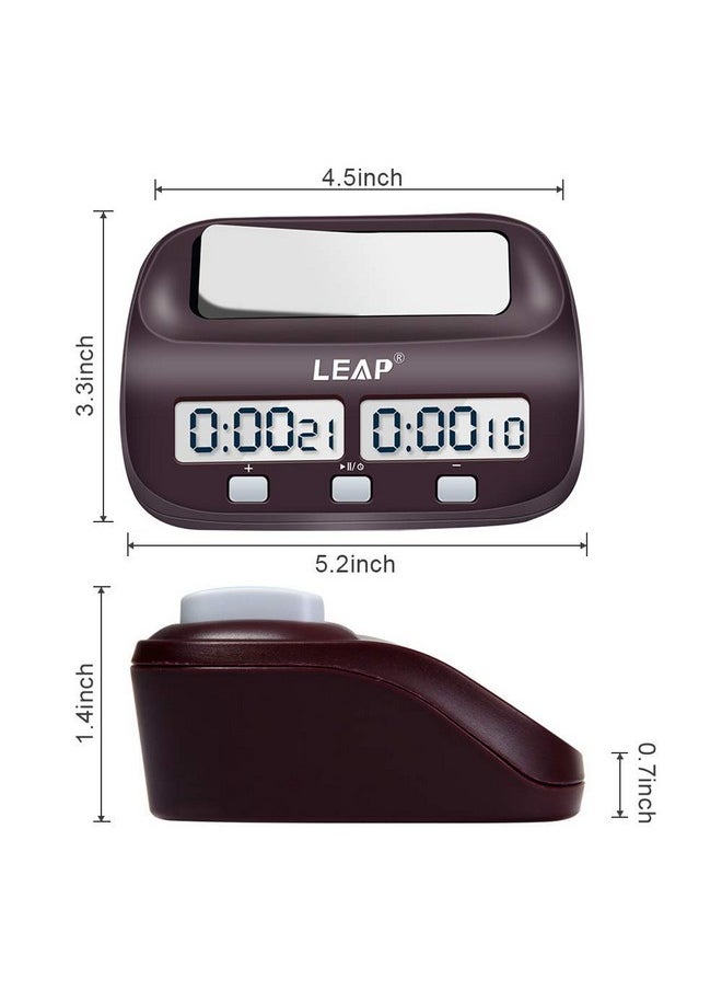 LEAP LEAP Chess Clock Digital Chess Timer Professional for Board Games Timer with Alarm Function (Official Store) Brownish Red  - Image 5