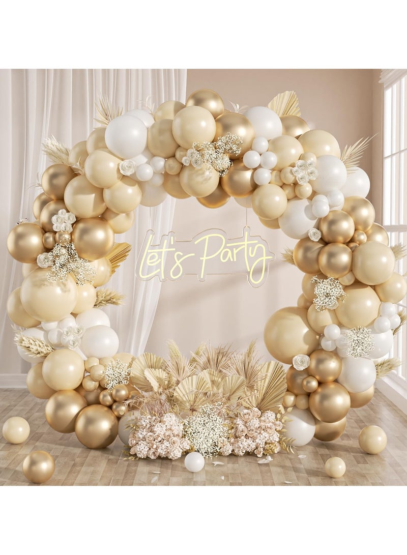 بالون أبيض والذهب اكليلا من الزهور القوس عدة ، مع بالون أبيض والذهب عارية ، ومناسبة للأطفال دش الزفاف الزفاف الذكرى الخطوبة التعميد حفلة عيد ميلاد - Image 1