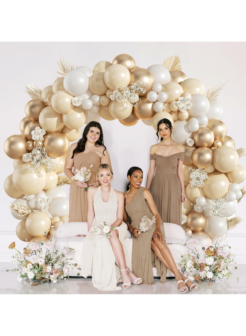 بالون أبيض والذهب اكليلا من الزهور القوس عدة ، مع بالون أبيض والذهب عارية ، ومناسبة للأطفال دش الزفاف الزفاف الذكرى الخطوبة التعميد حفلة عيد ميلاد - Image 3