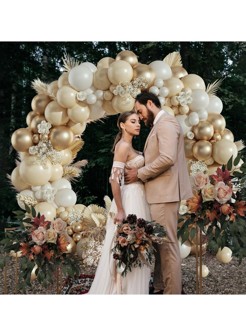 بالون أبيض والذهب اكليلا من الزهور القوس عدة ، مع بالون أبيض والذهب عارية ، ومناسبة للأطفال دش الزفاف الزفاف الذكرى الخطوبة التعميد حفلة عيد ميلاد - Image 4