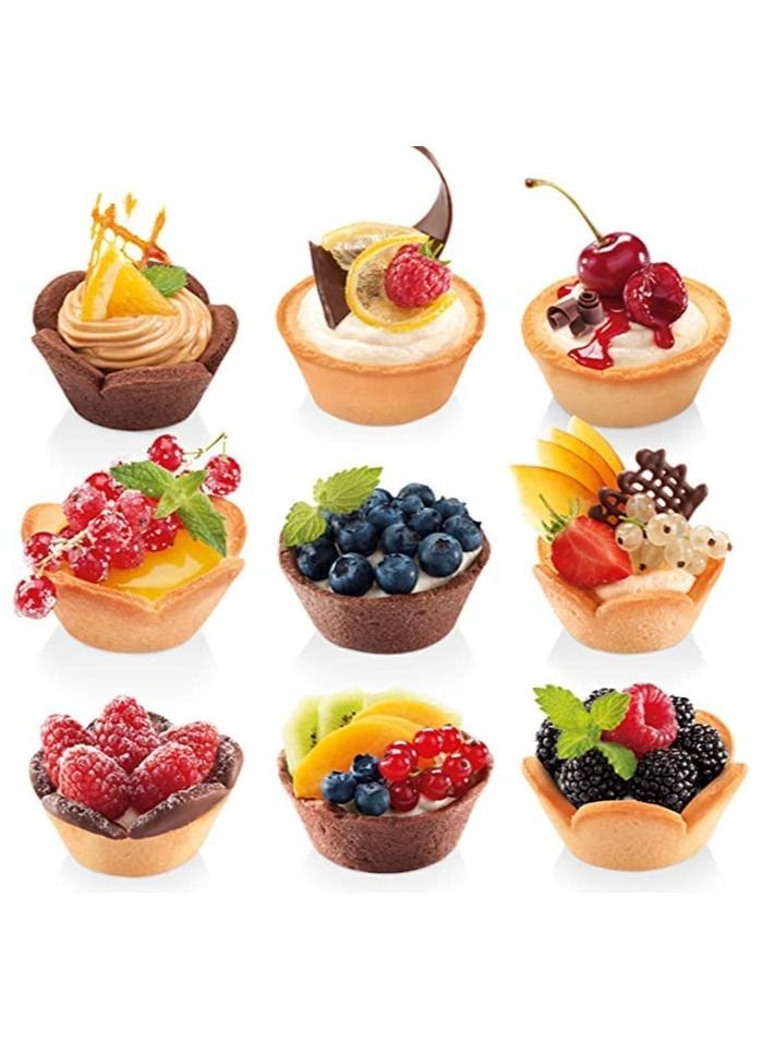 Tart Shell Molds Kit Plastic Pastry Tamper Tart Shell Molds Creative Cake Cup Presser Cupcake Muffin Mold Tart Cutter Flower Plastic Flower/Round Dough Cookie Mold - Image 3