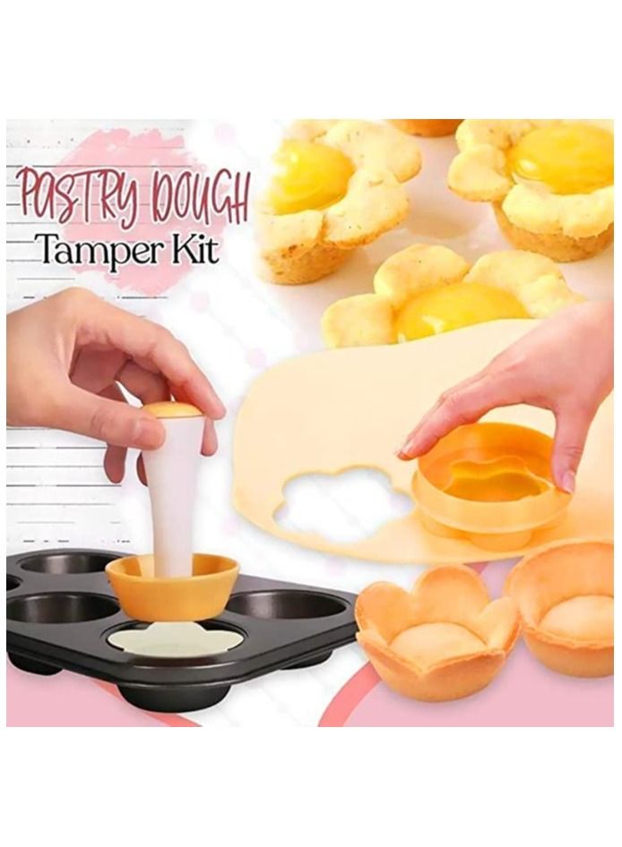 Tart Shell Molds Kit Plastic Pastry Tamper Tart Shell Molds Creative Cake Cup Presser Cupcake Muffin Mold Tart Cutter Flower Plastic Flower/Round Dough Cookie Mold - Image 2