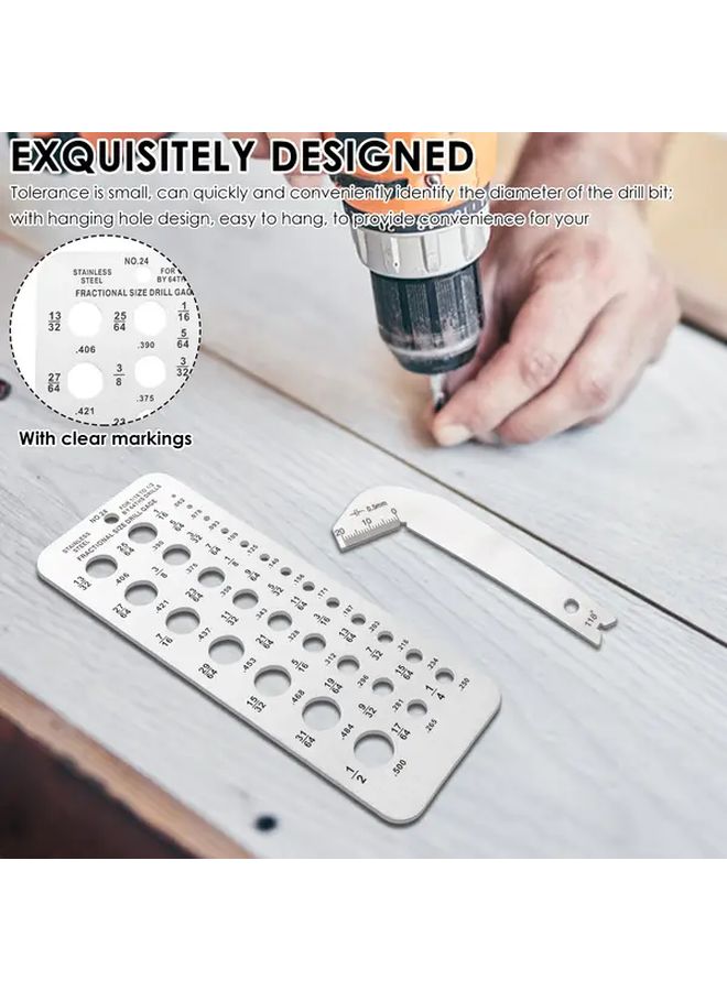 2pcs Silvery Stainless Steel Drill Bit Gauge 1 16 to 1 2 Inch for Woodworking Metalworking - Image 4