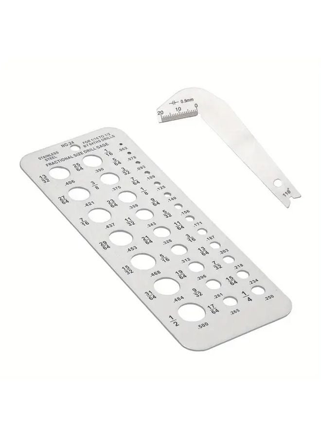 2pcs Silvery Stainless Steel Drill Bit Gauge 1 16 to 1 2 Inch for Woodworking Metalworking - Image 1