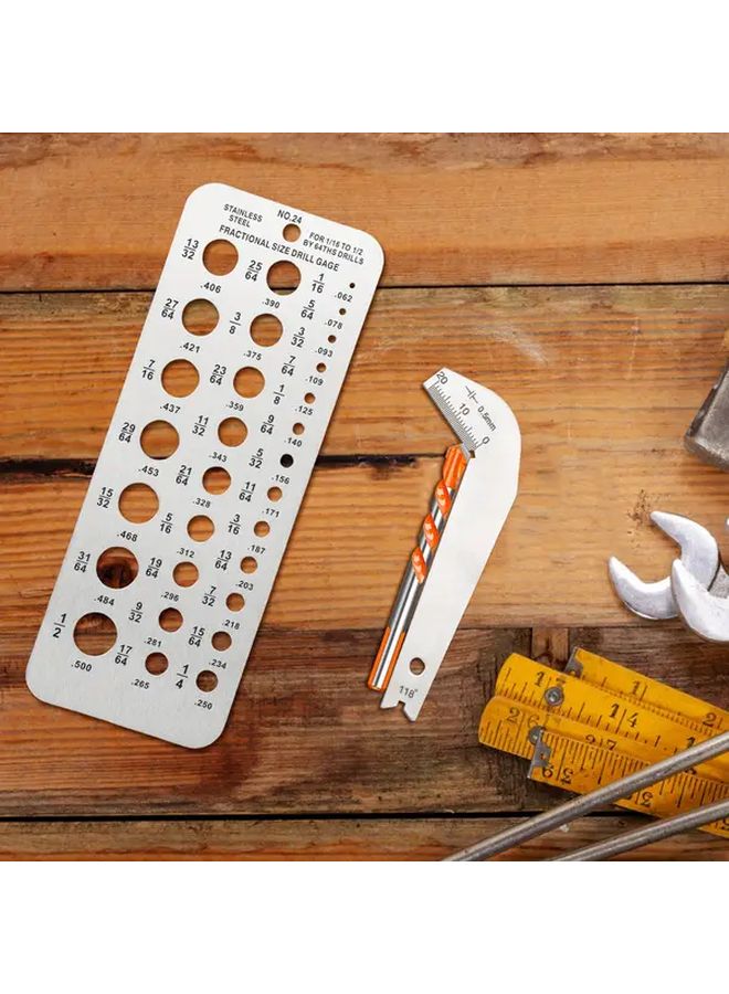 2pcs Silvery Stainless Steel Drill Bit Gauge 1 16 to 1 2 Inch for Woodworking Metalworking - Image 2