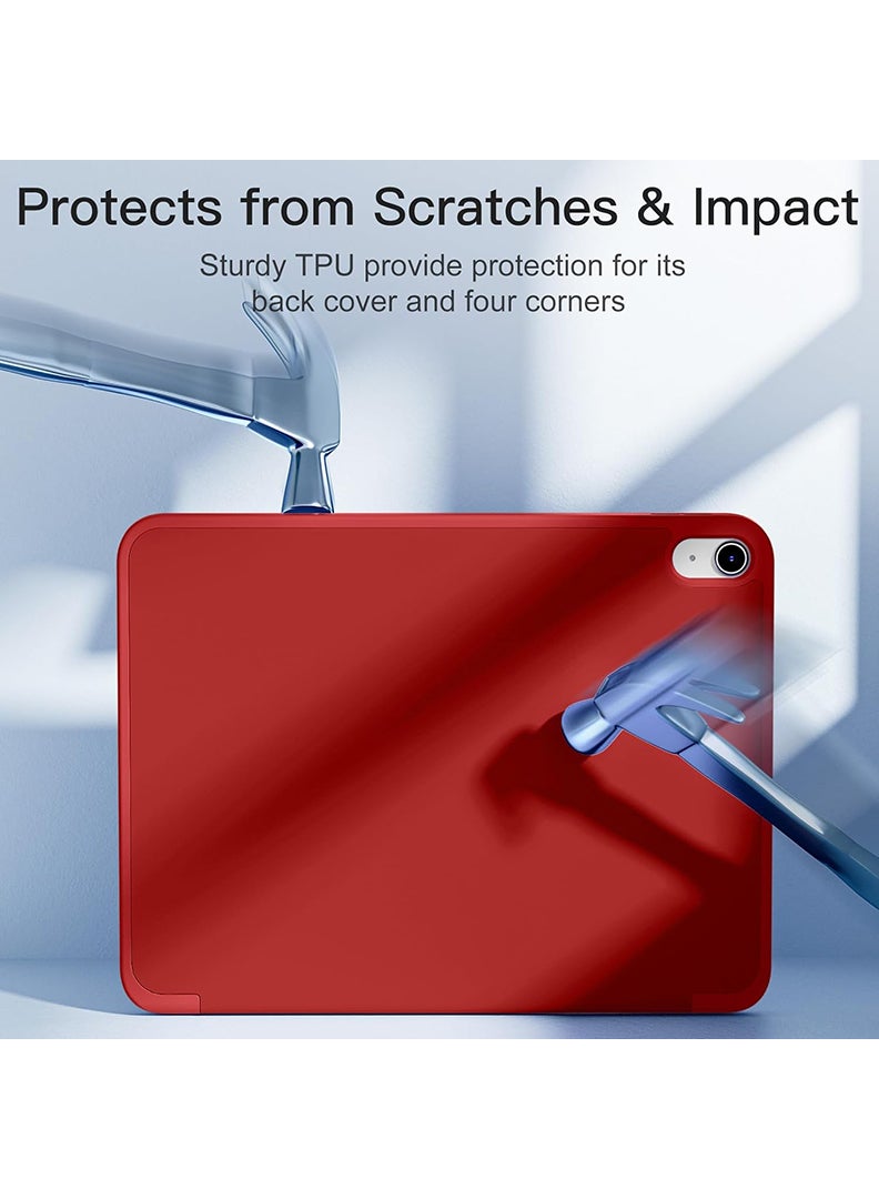 Theodor Case Compatible with iPad (A16) 11th Gen 11 Inch 2025/10th Gen 10.9 Inch 2022 Smart Case with Pencil Holder, Protective Case with Soft TPU Back, Auto Sleep/Wake Cover, Red - Image 4