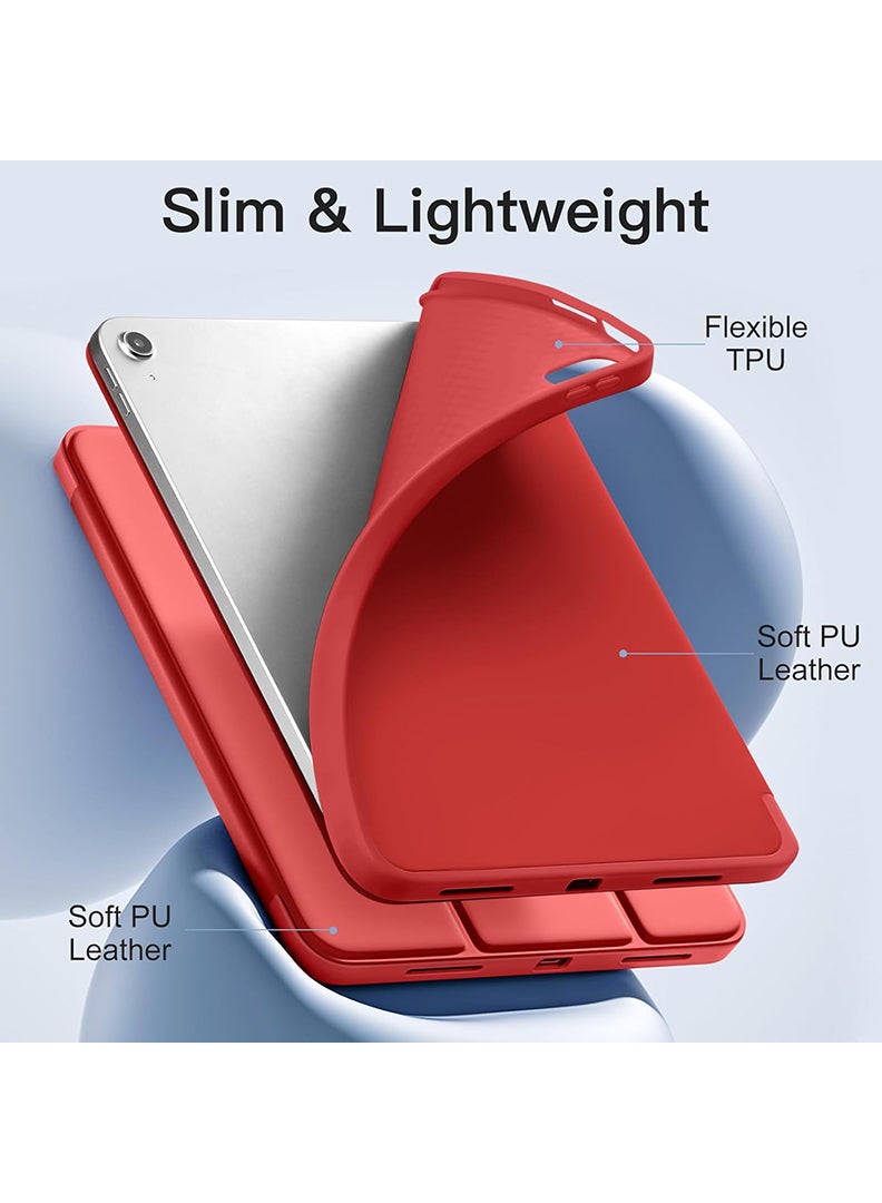 Theodor Case Compatible with iPad (A16) 11th Gen 11 Inch 2025/10th Gen 10.9 Inch 2022 Smart Case with Pencil Holder, Protective Case with Soft TPU Back, Auto Sleep/Wake Cover, Red - Image 5