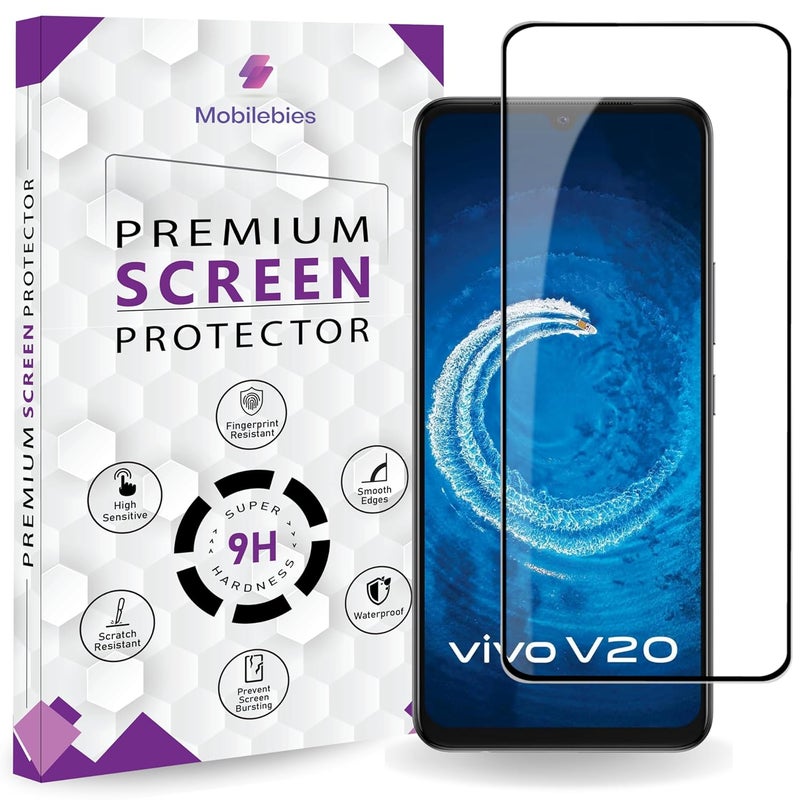 Mobilebies حماية شاشة زجاجية مقواة ممتازة لهاتف Vivo V20 (6.44 بوصة، عبوة من 1) | تغطية من الحافة إلى الحافة مع مجموعة سهلة للتثبيت - Image 1