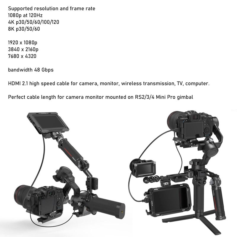 HangTon Mini HDMI to HDMI 8K 4K60p Cable for Canon EOS R RP XA70 6D Mark II 5D Mark IV Camera ATOMOS Ninja V SmallHD Ultra Monitor, Rigth Angle Type A C HDMI 2.1 Red 50cm - Image 5