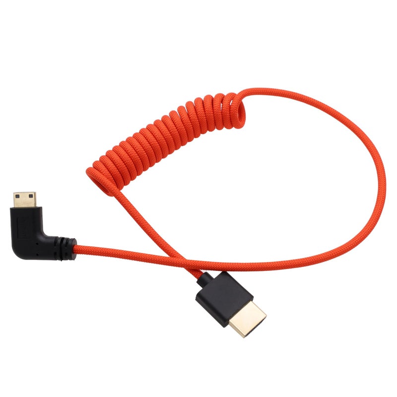 HangTon Mini HDMI to HDMI 8K 4K60p Cable for Canon EOS R RP XA70 6D Mark II 5D Mark IV Camera ATOMOS Ninja V SmallHD Ultra Monitor, Rigth Angle Type A C HDMI 2.1 Red 50cm - Image 1