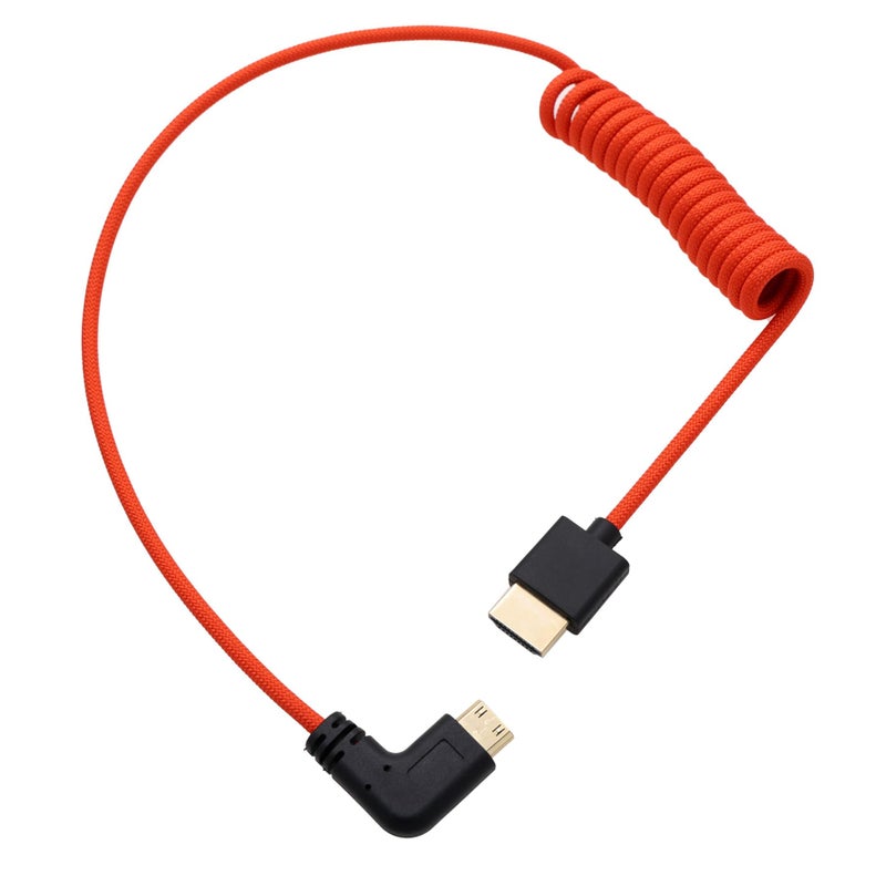 HangTon Mini HDMI to HDMI 8K 4K60p Cable for Canon EOS R RP XA70 6D Mark II 5D Mark IV Camera ATOMOS Ninja V SmallHD Ultra Monitor, Rigth Angle Type A C HDMI 2.1 Red 50cm - Image 3