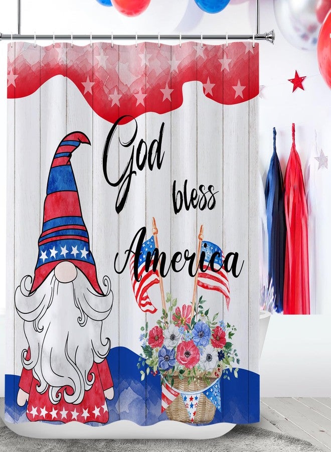 DASHAN 4th of July Shower Curtain Patriotic Gnomes Shower Curtains for Bathroom Independence Day Bathroom Curtain Memorial Veterans Day Waterproof Cloth Shower Curtain 72"x72" - Image 2