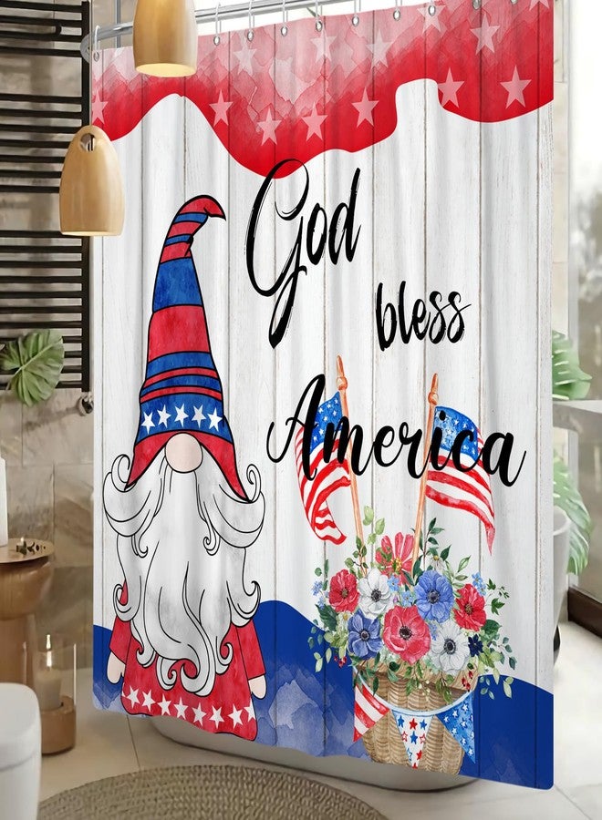 DASHAN 4th of July Shower Curtain Patriotic Gnomes Shower Curtains for Bathroom Independence Day Bathroom Curtain Memorial Veterans Day Waterproof Cloth Shower Curtain 72"x72" - Image 3