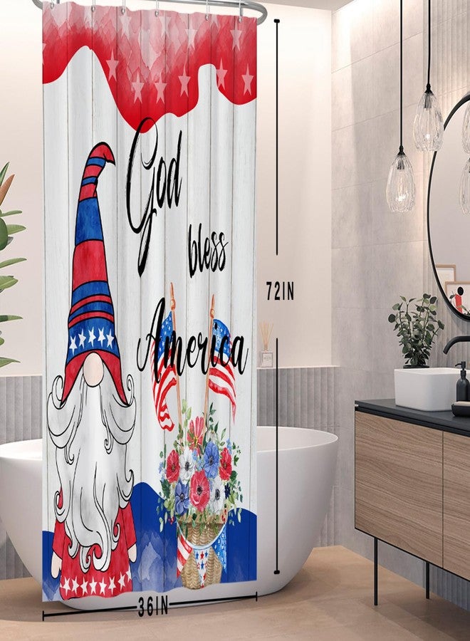 DASHAN 4th of July Shower Curtain Patriotic Gnomes Shower Curtains for Bathroom Independence Day Bathroom Curtain Memorial Veterans Day Waterproof Cloth Shower Curtain 72"x72" - Image 5