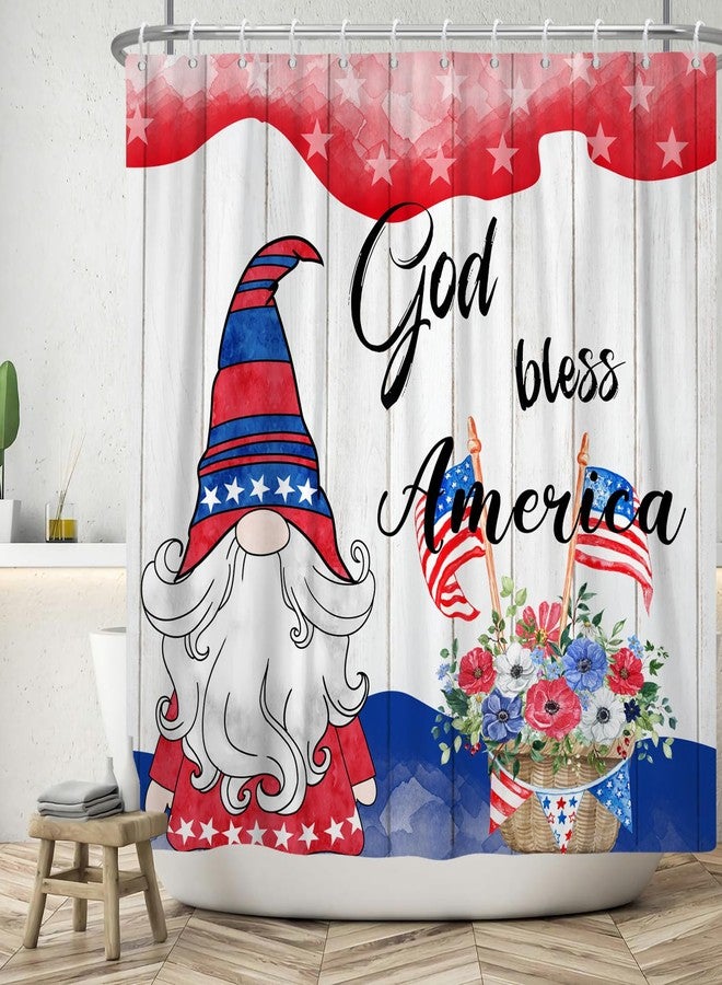 DASHAN 4th of July Shower Curtain Patriotic Gnomes Shower Curtains for Bathroom Independence Day Bathroom Curtain Memorial Veterans Day Waterproof Cloth Shower Curtain 72"x72" - Image 4