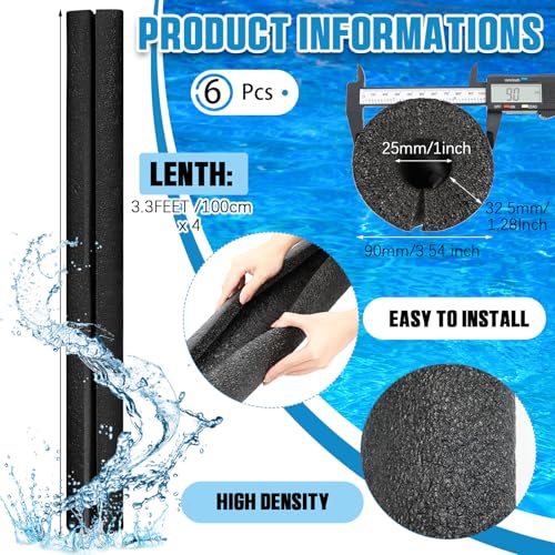 Hanaive Black 6 Pcs 40 x 3 5 x 1 Inch Jumbo Pool Noodles Pipe Insulation Foam Tube Pre Slit Clamp Foam Noodles for Padding Large Tube for Swimming Floating Craft Projects Padding Bumper - Image 5