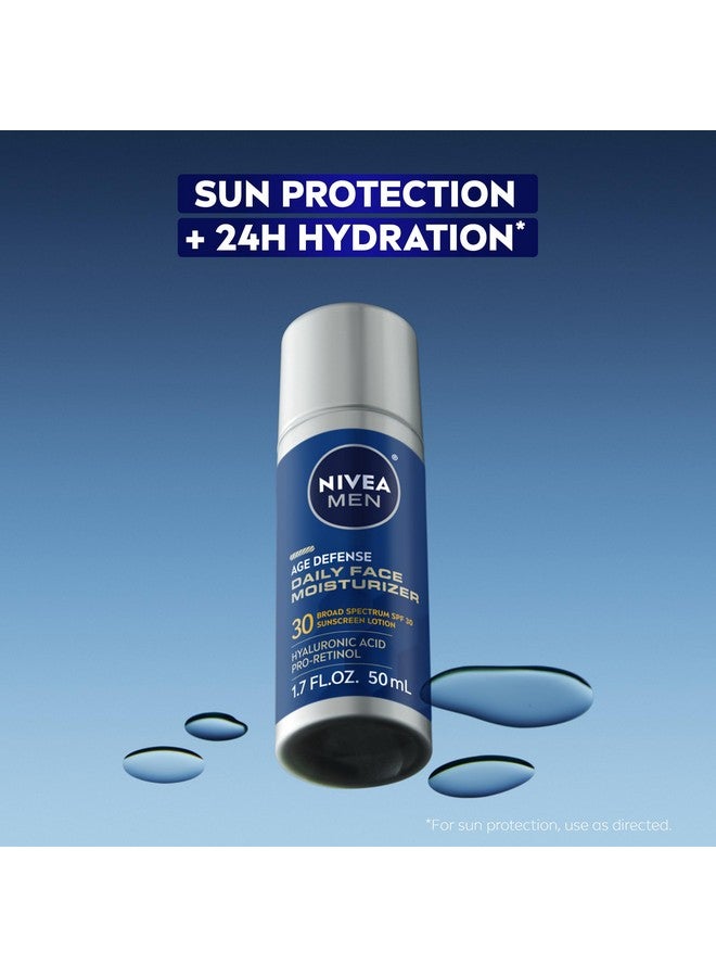 نيفيا مين مرطب الوجه اليومي NIVEA MEN Age Defense مع عامل حماية من الشمس واسع الطيف SPF 30، وبرو ريتينول وحمض الهيالورونيك، لوشن وجه مناسب للحية يساعد على الحماية من أشعة UVA/UVB، زجاجة 1.7 أونصة سائلة - Image 2