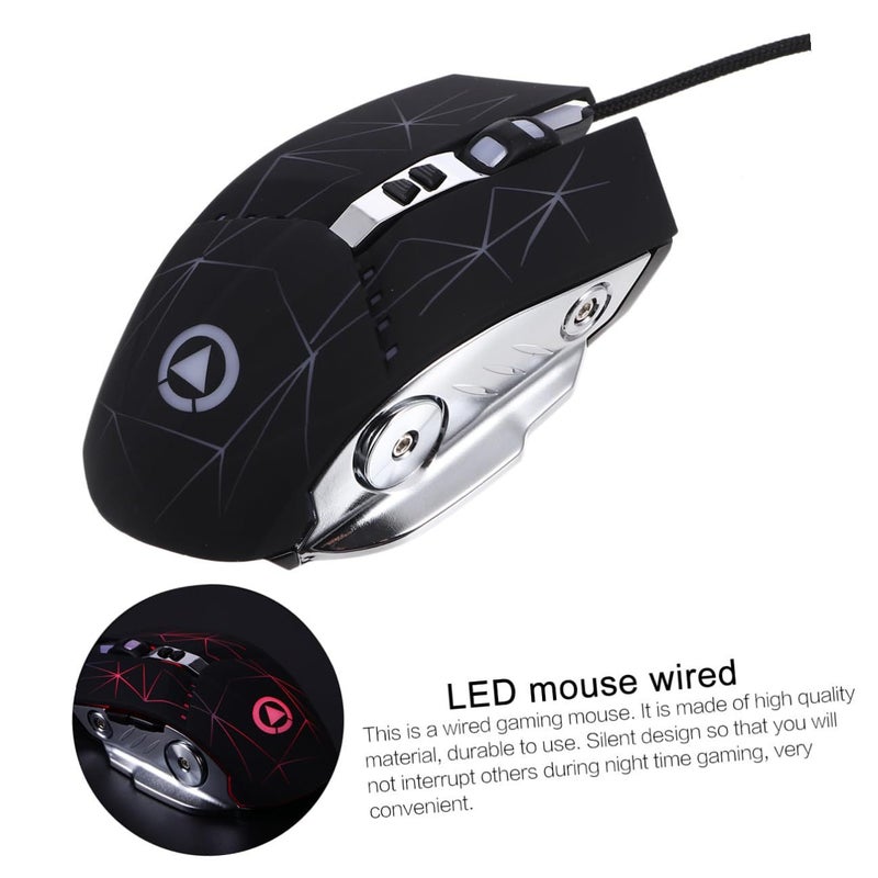 Random Color Wired Gaming Mouse USB Silent Backlit with Anti Sweat Design LED Breathing Light - Image 4