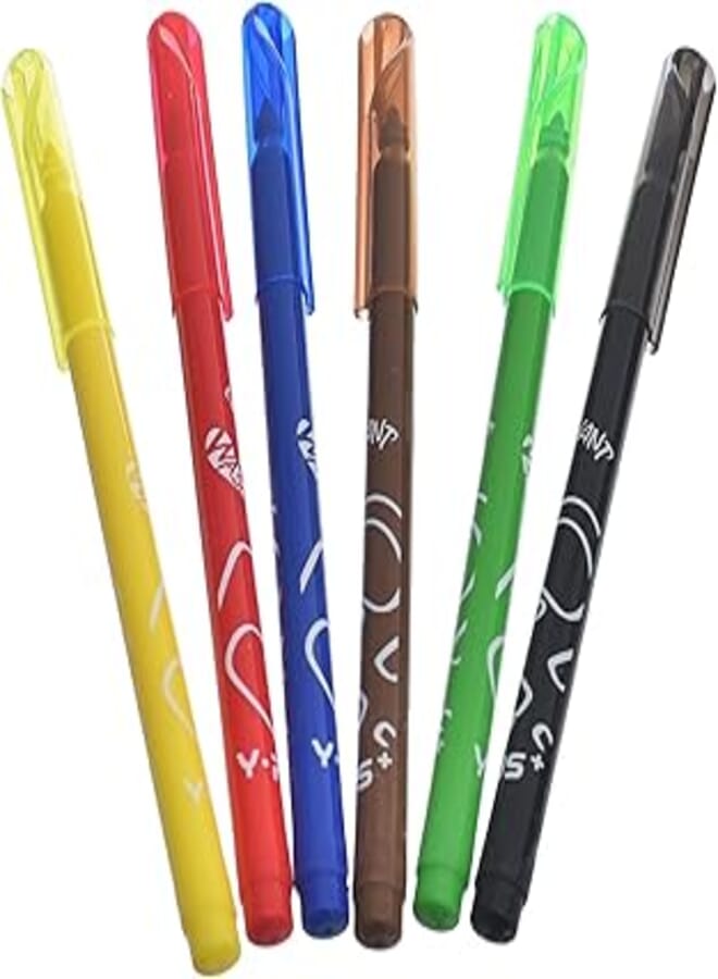 Y-Plus FP170400 Washable Fibre Pens Pack of 6 Colors for Kids and Students - Multi Color
