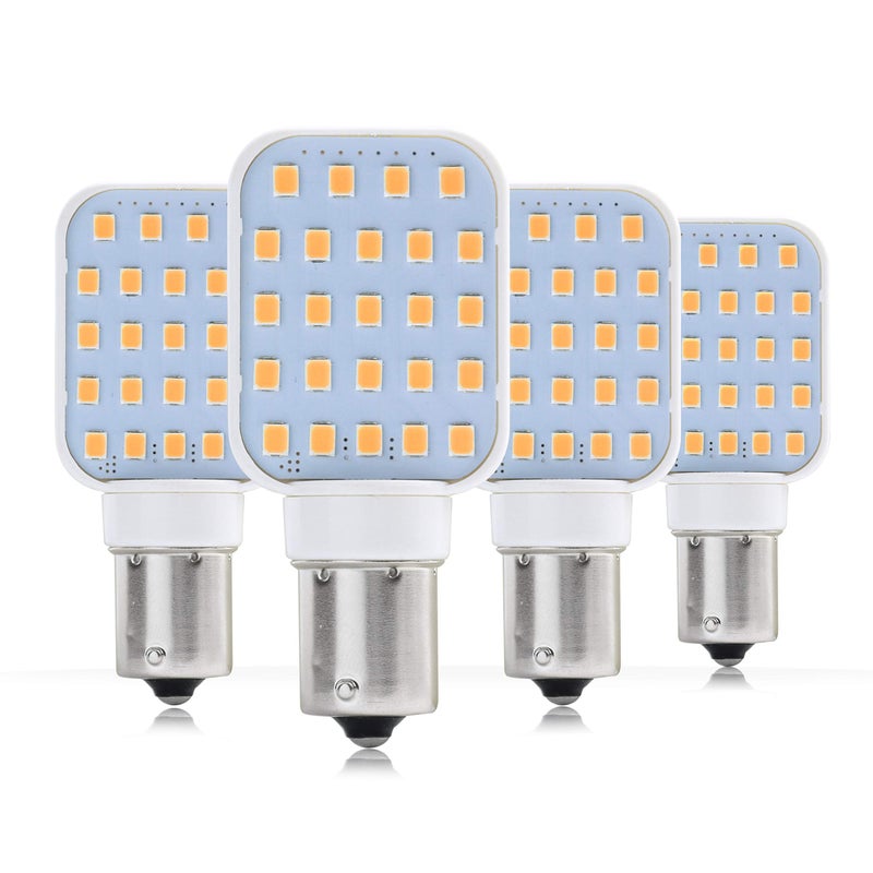 مصباح LED للترفيه 4 حزمة للإضاءة الداخلية RV لمبة دوارة فائقة السطوع 312 لومن 1141 1156 BA15S 24SMD لمبة مقطورة 1030V أبيض دافئ 4 حزمة