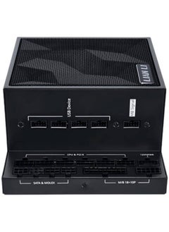LIAN LI EDGE 850W 80+ Platinum Full Modular Power Supply, L-Shaped Design for Dual-Chamber Cases, ATX 3.1 & PCIe 5.1 Ready, 12V-2×6 Connector, USB 2.0 Expansion Hub, Fanless Mode, Premium Sleeved Cables, German EPCOS Capacitors, 120mm FDB Fan, Black | EG0850  - Image 4