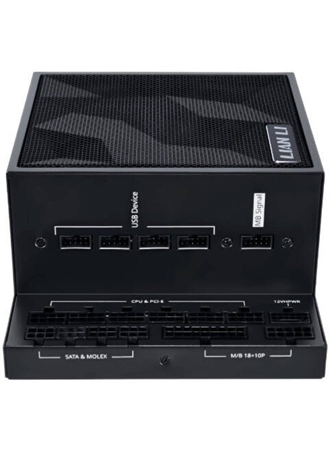 LIAN LI EDGE 850W 80+ Platinum Full Modular Power Supply, L-Shaped Design for Dual-Chamber Cases, ATX 3.1 & PCIe 5.1 Ready, 12V-2×6 Connector, USB 2.0 Expansion Hub, Fanless Mode, Premium Sleeved Cables, German EPCOS Capacitors, 120mm FDB Fan, Black | EG0850  - Image 4