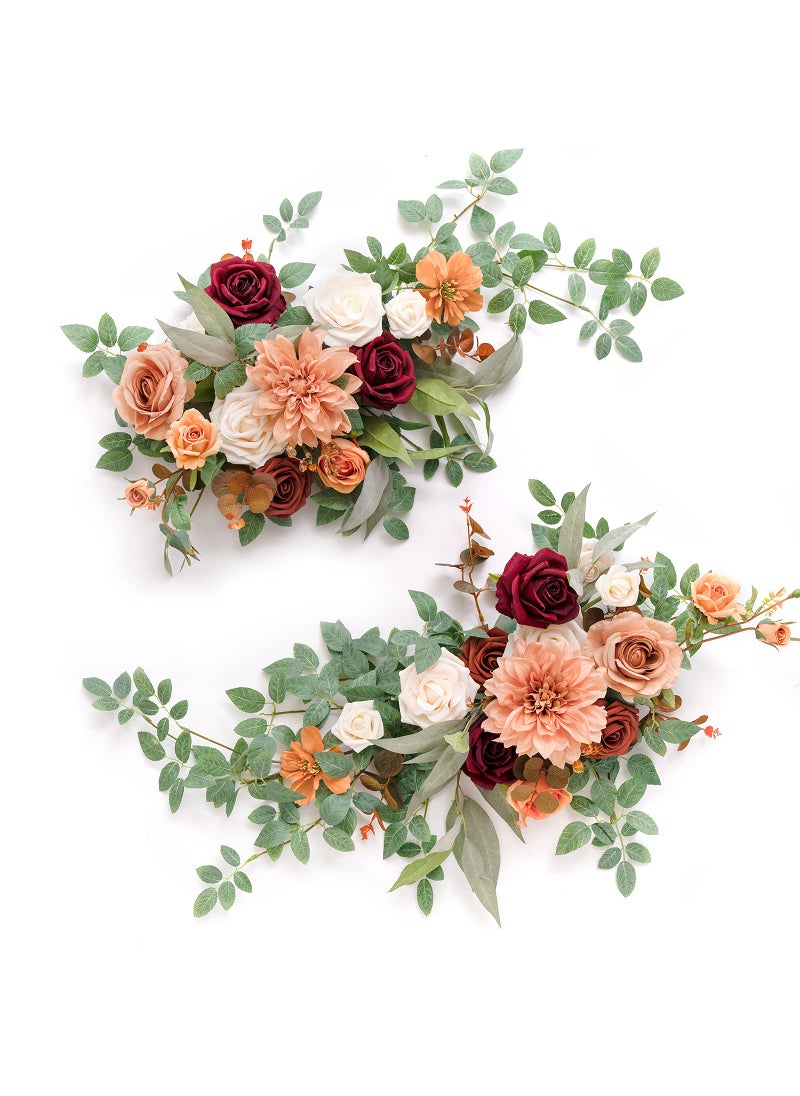 Ling's moment Lings Moment 2Pcs Terracotta Artificial Flower Garland Floral Swags Centerpieces Burnt Orange Wedding Arch Flower Greenery Arrangements for Sweetheart Table Wall Window Home Garden Outdoor Decor 