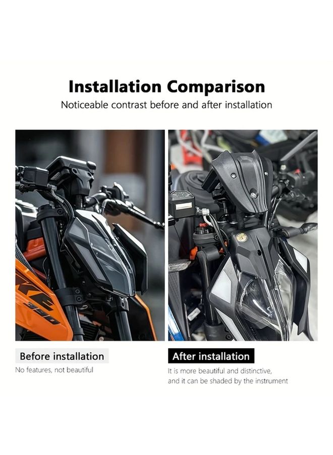 Motorcycle Front Windshield Deflector Hood Sun Visor Black Compatible With 390 Duke 2024 - Image 4
