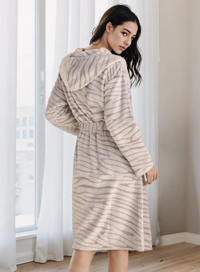 Splash FAV Animal Print Hooded Night Robe with Pockets