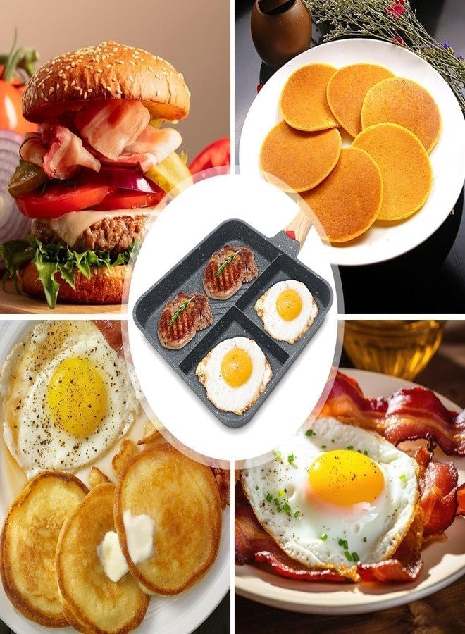 Touchcart 3-in-1 Non-Stick Egg Frying Pan with Detachable Wooden Handle - 25 cm Square Poacher Pan for Omelets, Idlis, Burgers & More (Grey) - Image 3