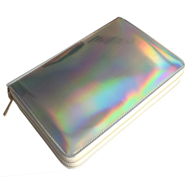 216 Slots Stamping Plate Holder Case Rainbow Laser Design Round Square Rectangular Nail Art Stamp Template Organizer 1pcs Empty Nail Art Plate Case Bag silver  216 Slots