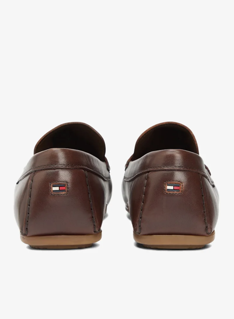 Tommy Hilfiger Legacy Brown Flag Plaque Leather Driver Shoes for Men | Best Price UAE