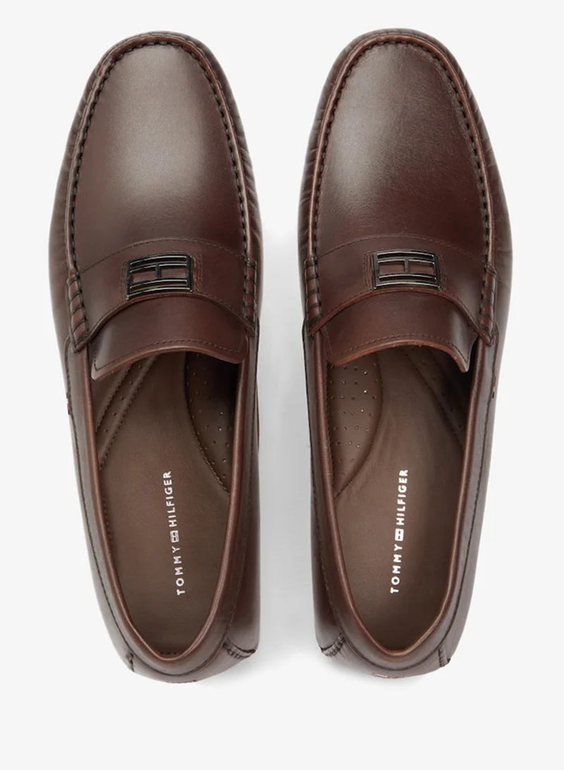 Tommy Hilfiger Legacy Brown Flag Plaque Leather Driver Shoes for Men | Best Price UAE
